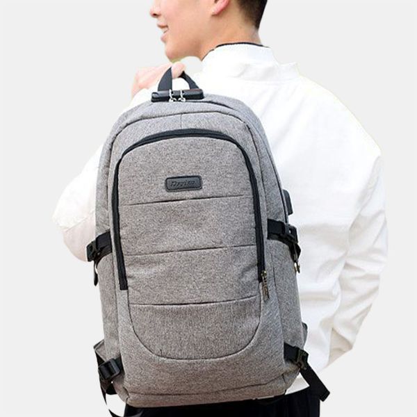 

men women anti-theft usb charging multifunction large capacity fashion outdoor travel backpack lapbag, Black