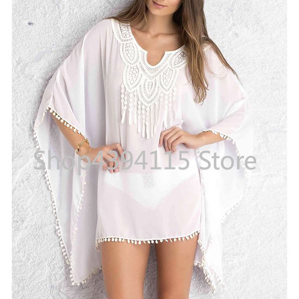 

chiffon beach tunic loose embroidery bikini cover up women swimsuit cover up beachwear 2016 summer style bathing suit cover-ups, Blue;gray