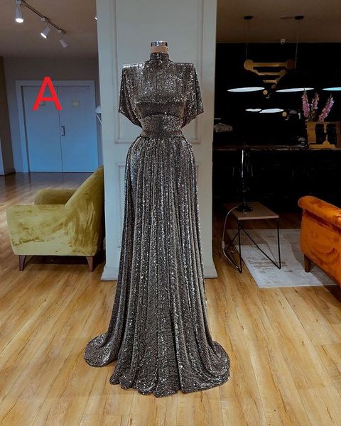 

Gorgeous Long Sleeve Silver Mermaid Evening Dresses 2019 Elegant Sexy Prom Dress Sequined Formal Evening Gowns robe de soiree Abendkleider