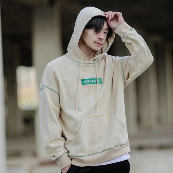 

yi dao vintage 2018 new style lettered embroidery couple clothes hoodie men's europe and america popular brand loose-fit pullove, Black