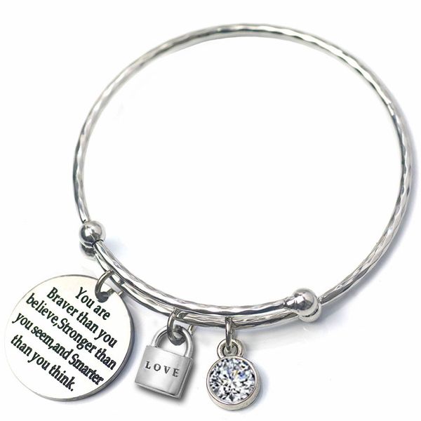 

letter adjustable bracelets bangles 12 birthstone cz charm silver color wire bangles birthday party tiffan jewelry female, Black