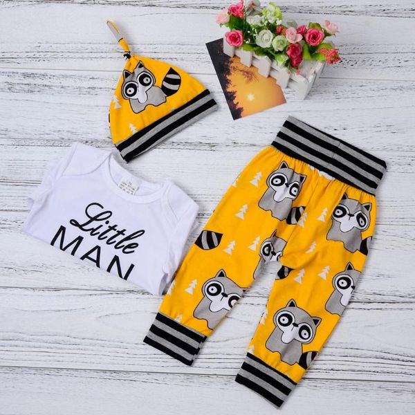 

summer newborn baby girl clothes little man short sleeve t-shirt infant romper+pants+headband toddler outfit set baby clothing, White