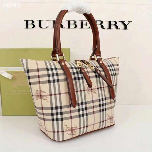 

bag style 2020 classic plaid pattern atmosphere large capacity shopping bag plaid cowhide single shoulder messenger bag size 43x25x16cm