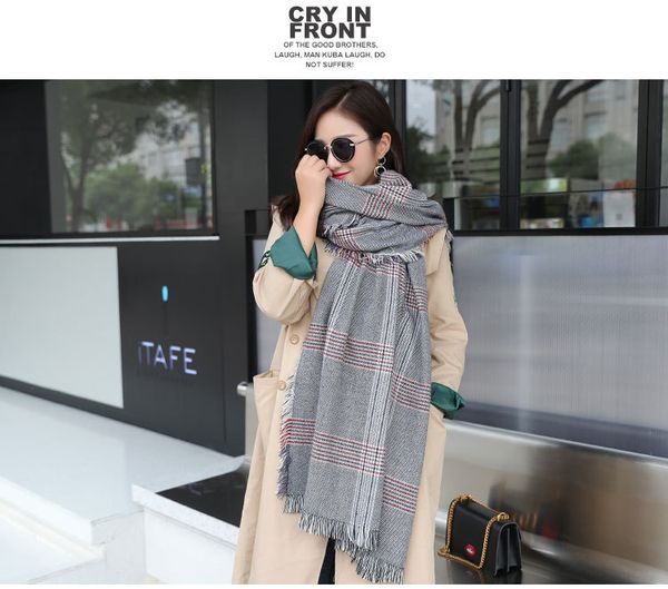 

manufacturer wholesales new thousand bird style scarf outdoor warm keeping women's bib imitation cashmere air conditioning shawl in win, Red;brown