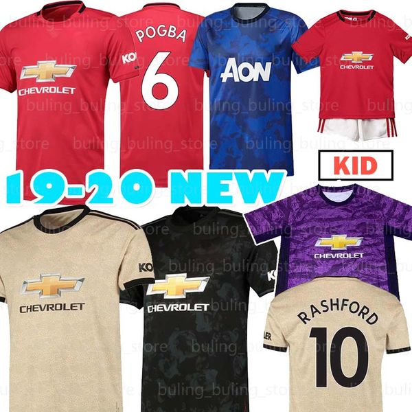 

6 pogba manche ter occer jer ey 2020 united martial lingard ra hford maguire de gea alexi mata utd 19 20 football hirt men kid kit, Black