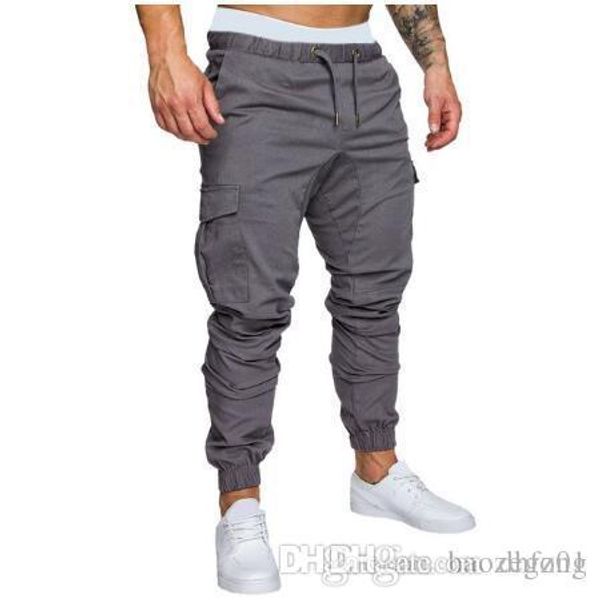 

autumn men pants hip hop harem joggers pants 2019 new male trousers mens solid multi-pocket cargo pants skinny fit sweatpants, Black