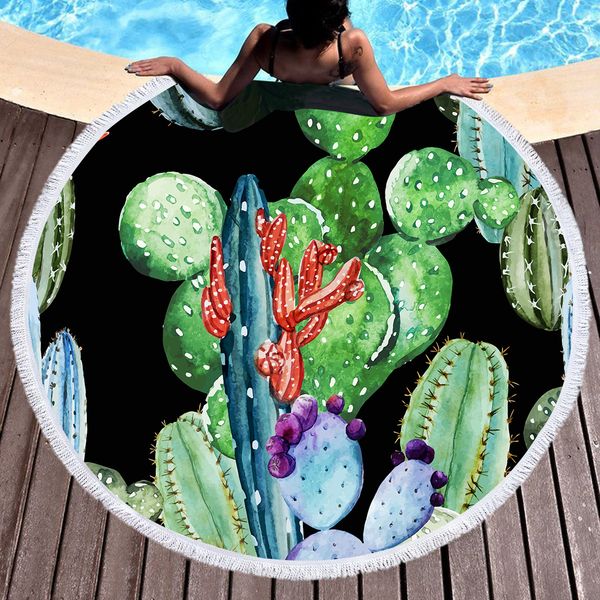

printed large cactus beach towel round microfiber beach towels roundie adults serviette de plage toalla playa selling