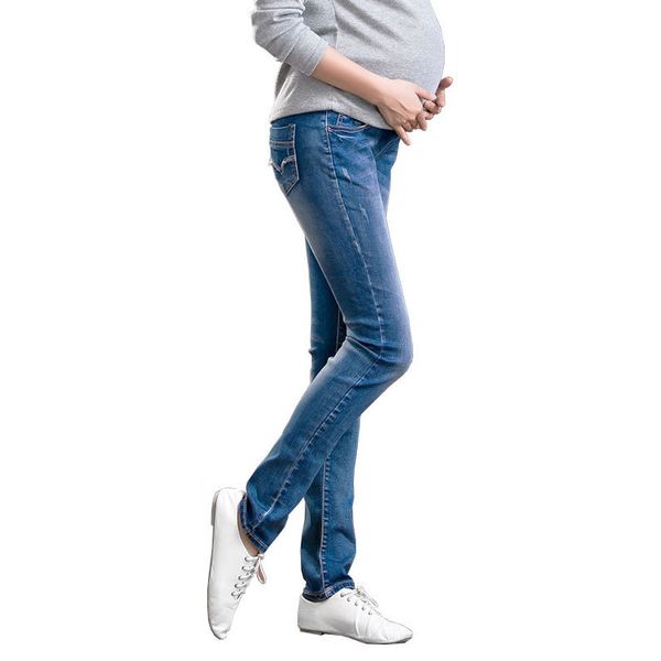 

spring jeans maternity pants for pregnant women clothes high waist skinny denim pencil pants trousers abdominal pregnancy jeans, White