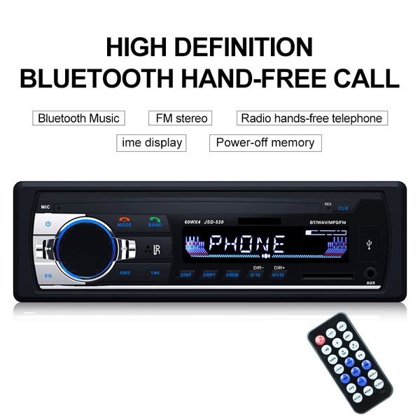 

стерео bluetooth мультимедиа плеер автомагнитола mp3-плеер автомобиля радио fm вход aux приемник usb jsd-520 12 в тире 1 дин