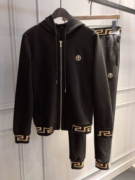

mens versace мода осень мужские пальто sportwear костюм толстовки женщин tracksuit new men casual активные zipper outwear куртка + штаны bla