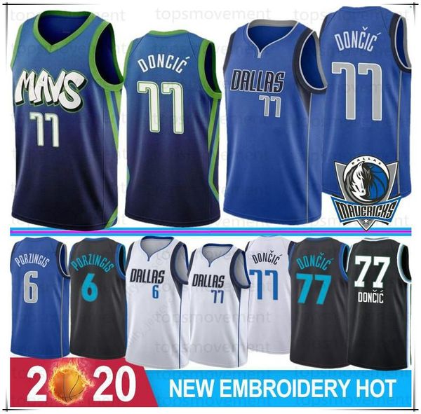 

new ncaa 77 doncic college basketball jerseys kristaps 6 porzingis dirk 41 nowitzki donovan 45 mitchell jerseys stock s-xxl stitched, Black;red