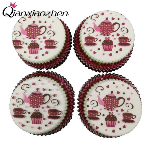 

qianxiaozhen 100pcs teapot baking mold cupcake paper cups paper cake baking cup bakeware cupcake wrapper wedding party supplies