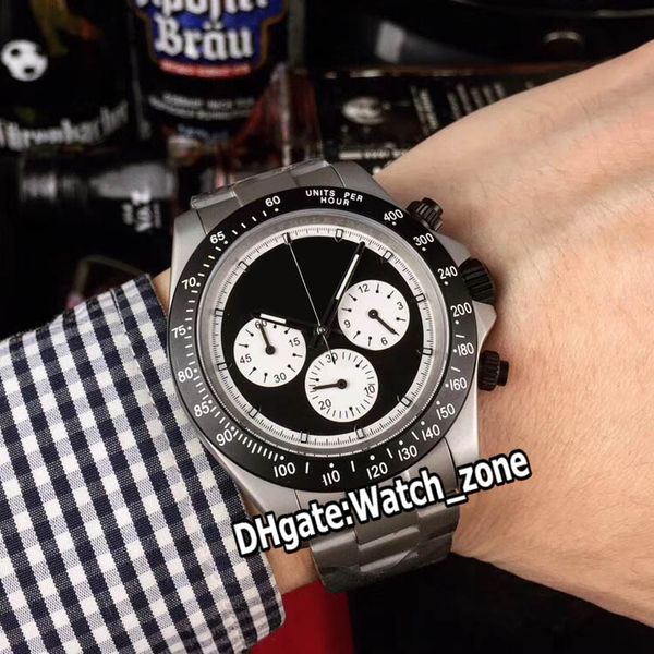 

luxury new 116500ln 116500 black dial white subdial miyota quartz chronograph mens watch sapphire steel bracelet watches watch_zone 2color, Slivery;brown