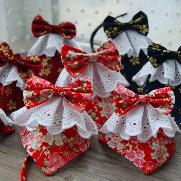 

японский стиль ручной работы собаки кружева лук bib с cute bow tie собак pet шарф для щенков средних собак pet принадлежности