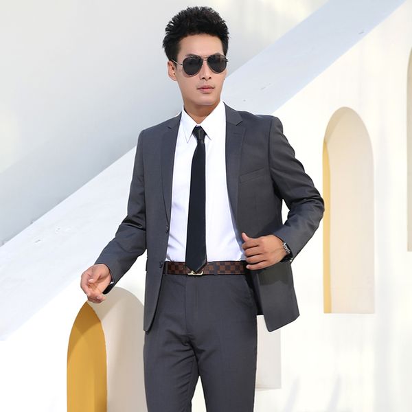 

men's suits & blazers 2 piece gray slim fit boyfriend men for wedding prom 2021 fashion clothes groom tuxedos man suit set jacket with, White;black