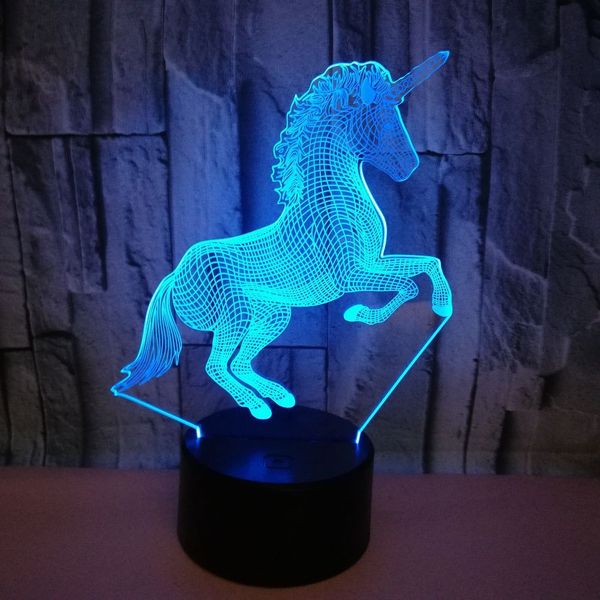 

unicorn 3d night light, 7 color touch decorative led bedside table lamp for kids room xmas birthday gifts for boys girls child