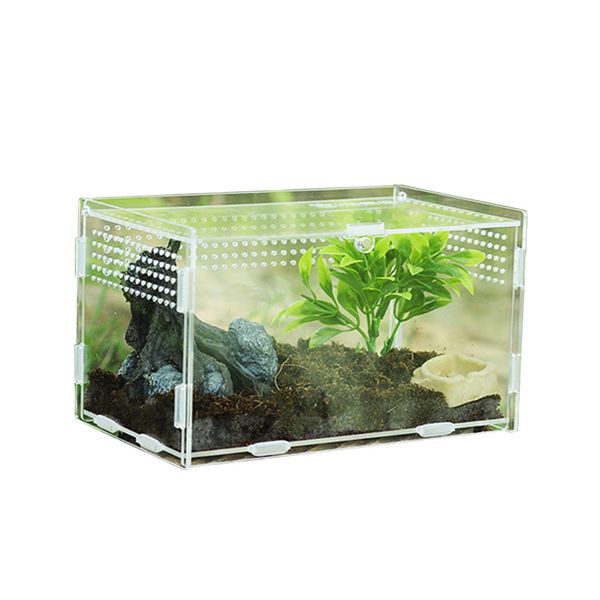 

7x8x10cm transparent reptile breeding box acrylic feeding box 360 degree high transparent magnetic pet climbing terrarium