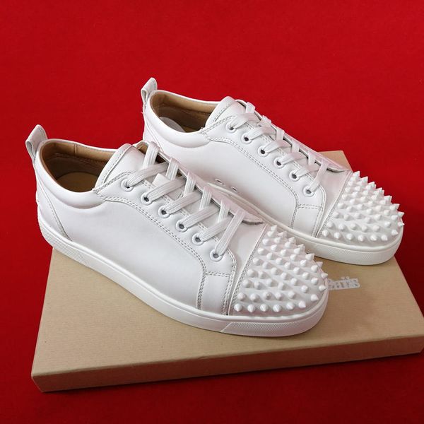 

2020 new designer sneakers red bottom low cut spikes flats shoes for men women leather sneakers casual shoes with dust bag size 38-46 ct1, Black