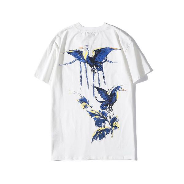 

luxury mens designer t shirt hip hop bird printing designer t shirt short sleeve men women t shirt polo size s-xxl, White;black