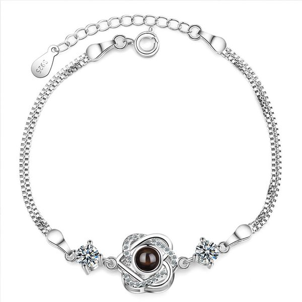 

everoyal new lady zircon star bracelets for women jewelry fashion silver 925 girls accessories bracelet female rose gold bijou, Black