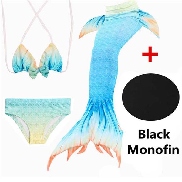 

4pcs/22 colors girls swimming mermaid tail with little children ariel mermaid costume kids swimsuit bathing suit cosplay, Black;red