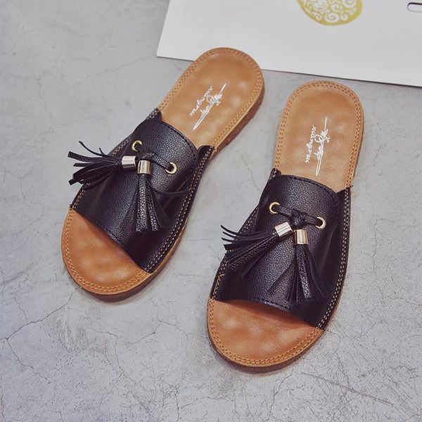 

2019 summer outer wear sandals students flat sandals casual women's slippers versatile comfortable women's shoes, Black