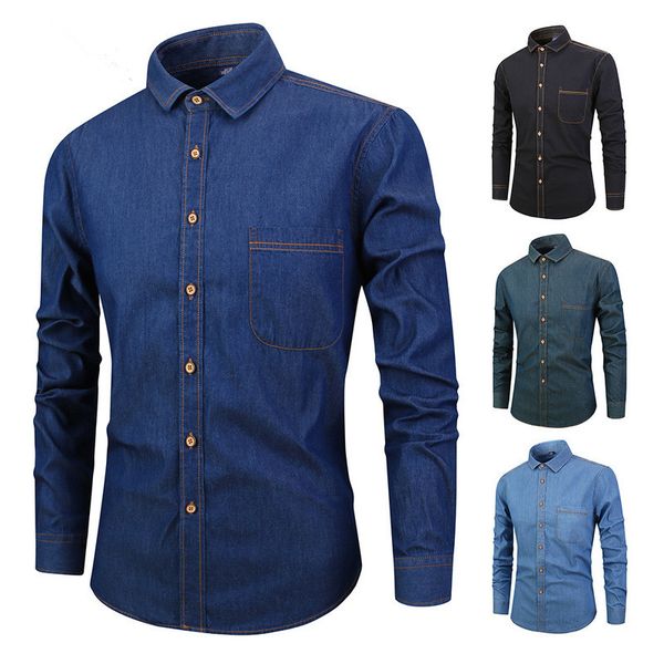 

selling product in 2020 autumn new cotton japanese denim men's shirt pure cotton slim casual camisas para hombre, White;black
