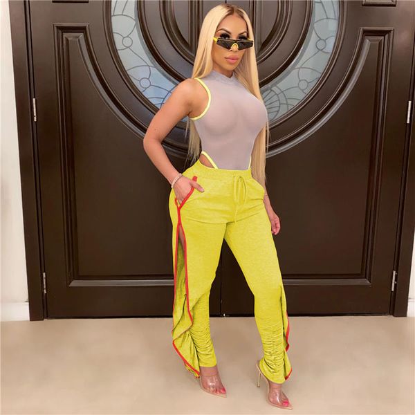 

new ladies trousers casual sports pants plain track jogging pant haul two pockets beam hip hop loose cotton sweatpants, Black;white