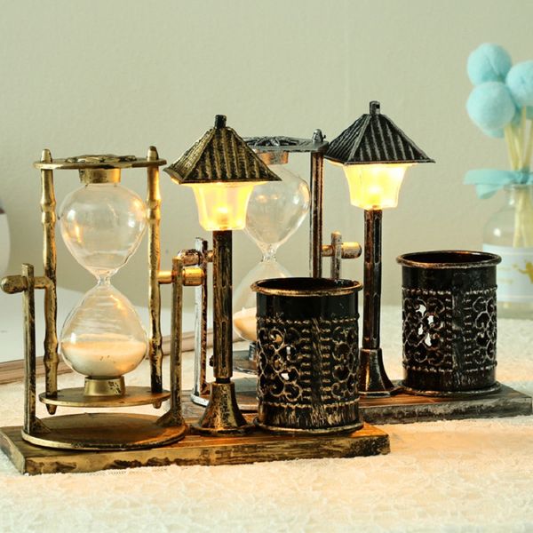 

creative antique quicksand street lamp pen student gifts white hourglass discolourable night light ornaments