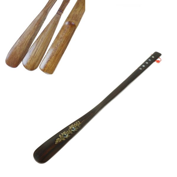 

1pc 32-55cm wooden shoe horn flexible long handle shoehorn useful shoe lifter professional shoe spoon home tools, White;pink