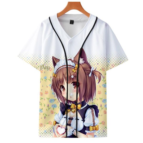 

nekopara summer thin baseball uniform surrounding trend personality casual 3d thin short sleeve baseball uniform, Black;brown