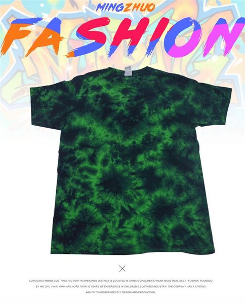 

tie dye green tshirts crew neck short sleeve mens tshirt loose relaxed womens clothing wholesale, White;black
