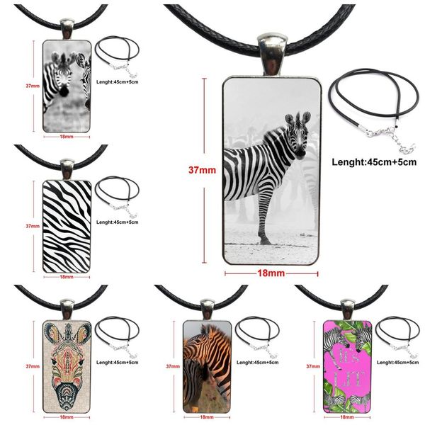 

zebra lovely jewelry with stainless steel plated glass cabochon choker long pendant rectangle necklace for women girl gift, Silver