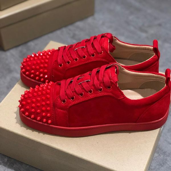 

new designer sneakers red bottom shoe low cut suede spike luxury shoes for mens women shoes party wedding crystal leather sneakers l3, Black