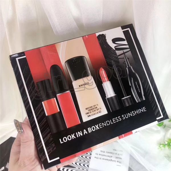 

M makeup et 6 in 1 look in a box endle un hine et matte lip tick lip glo eye liner eyeliner ma cara foundation make up co metic kit