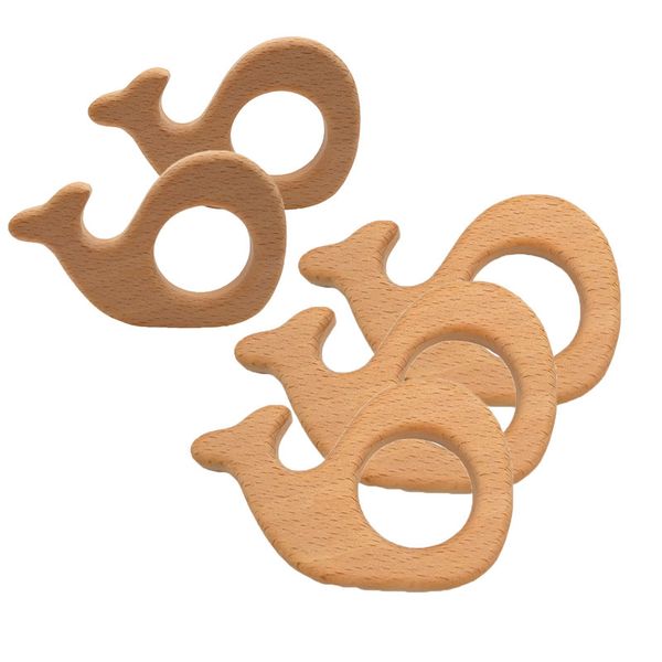 

200pcs beech wooden animal whale shape teethers nature baby teething toy organic baby gift baby teether pacifier chain making