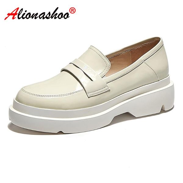 

genuine leather oxford shoes for women round toe fringe classic brogues black beige casual shoes women platform