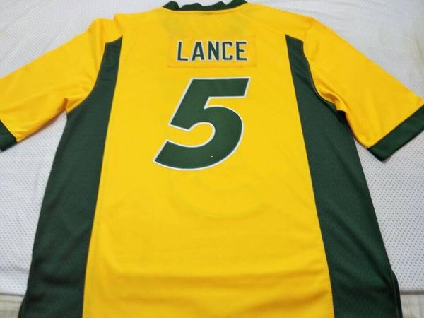 

cusotm мужчины nd государственный bison трей lance # 5 реальной полной вышивка колледжа джерси размер s-4xl или обычай любого имени или номе, Black;red