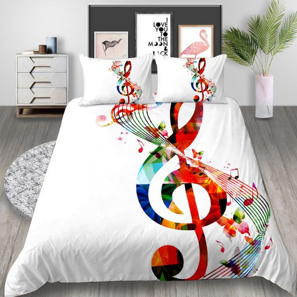 Musical Notes Bedding Set Creative Artistic Colorful Duvet Cover