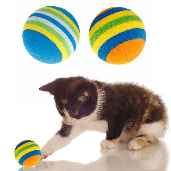 

10 pcs/set rainbow ball pet toys eva soft interactive cat dog puppy kitten play funny colorful gifts chew balls pets products