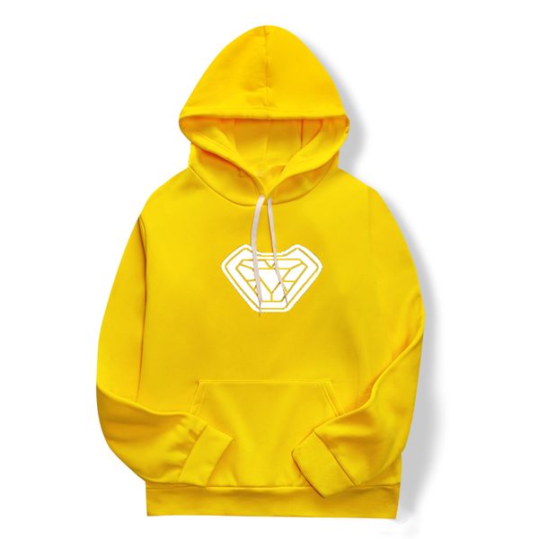 

new men's and women's fashion casual hoodies, yellow printed iron man long-sleeved hoodies, men's and women's street ska, Black