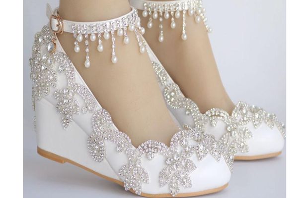 

women's shoes in spring and autumn slope heel round head water drill@qwer319, Black