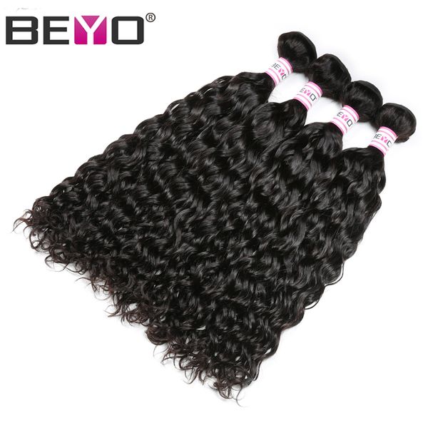 

beyo virgin raw индийских пучки волос волна вода связка человеческих волосы weave пучки волос remy выдвижение 10-28 дюйм 3/4 штуки natural c, Black