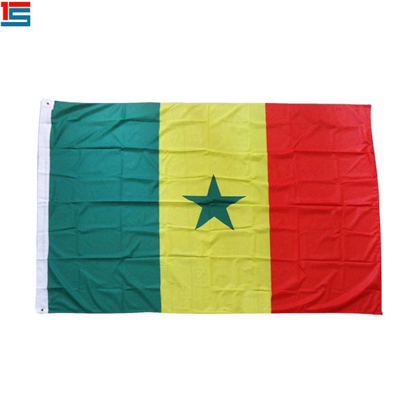 

digital printing senegal flag 90 x 150 cm polyester national country flag banner with two grommets