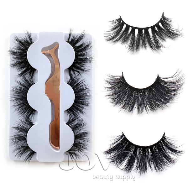 

JOVO Новейшие 25 мм 5D ресницы норки Многоразовые ресницы 3 пары ресниц 5D Реальные рес