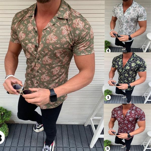 

style mens floral printed mens designer shirts fashion summer comfortable shorts sleeve shirts casual new, White;black