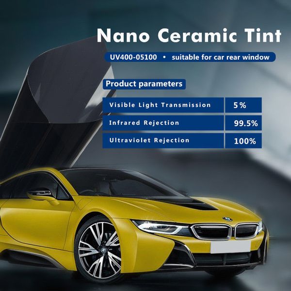 

50x1000cm(20''x394'') 2mil 100% anti-uv nano ceramic auto-car window film 5% vlt privacy thermal insulation solar tint
