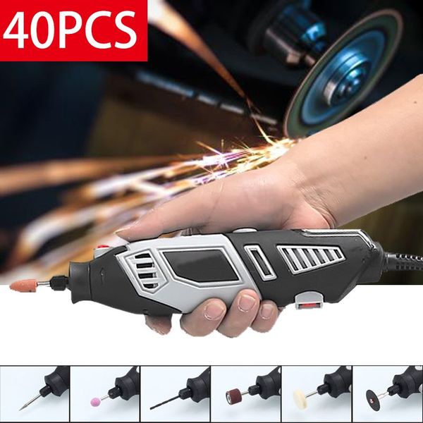 

40pcs 180w electric engraving pen mini mill pen drill diy grinder polisher 6 gears speed rotary tool grinding machine