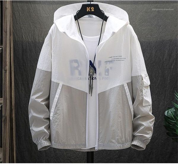 

outdoor sports casual sunscreen skin hooded jacket mens patchwork apparel mens spring and summer coat mens, Black;brown