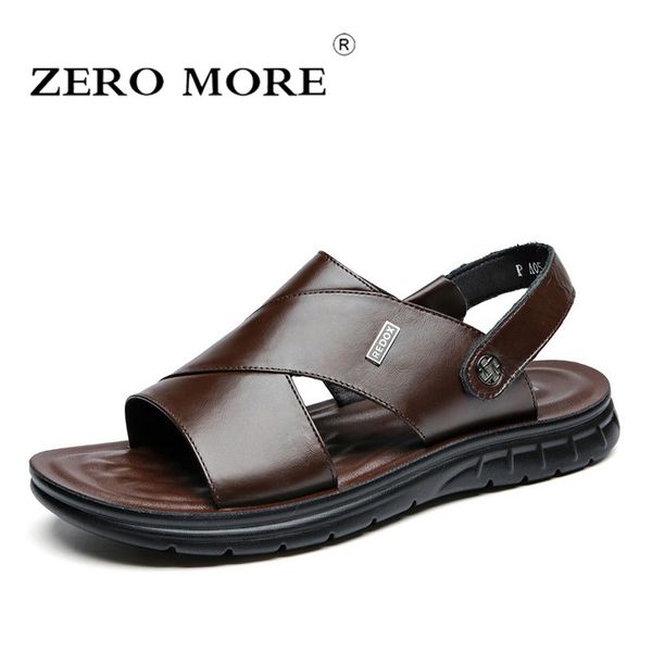 

zero more mens shoes split leather special designer sandals summer slipper men shoes beach rome gladiator soft slip sandals men, Black